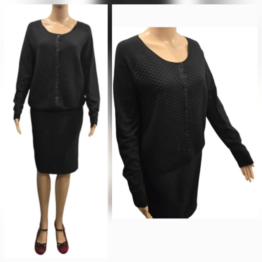 Sandro Quilted Scoop Neck Cardigan Size M/L - Picture 7 of 9